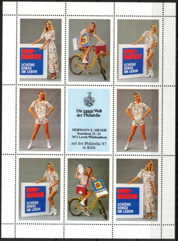 Germany 1987 Philatelia '87 Hermann E. Sieger Sheet MNH