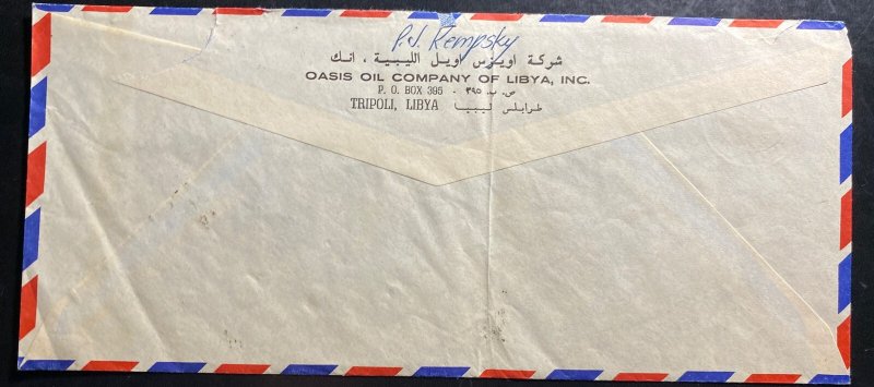 1966 Tripoli Libya Airmail Oasis Oil Co Cover to New York USA