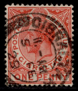 GIBRALTAR GV SG90, 1d carmine-red, FINE USED.