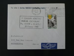 first flight cover Dakar Casablanca French West Africa 1953