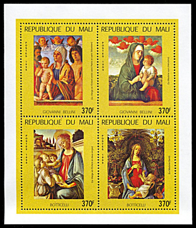 Mali 1071, MNH, Madonna and Child Paintings, miniature sheet