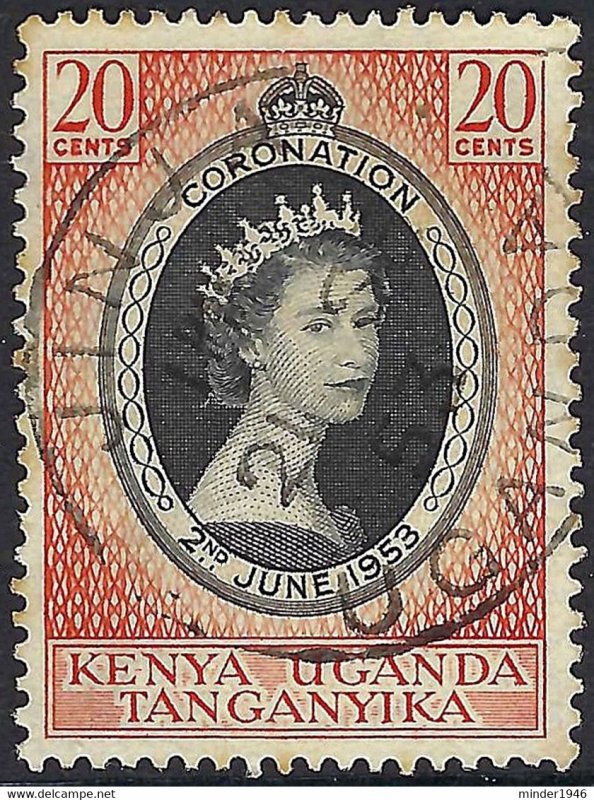 KENYA, UGANDA & TANGANYIKA 1953 QEII 20c Black & Red-Orange Coronation SG165 FU