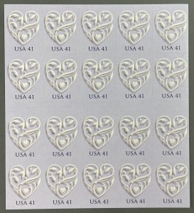 Scott 4151 WEDDING HEARTS Pane of 20 US 41¢ Stamps MNH 2007