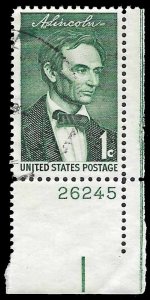 US Scott 1113 - Beardless Lincoln - Plate Single - Used - 1959