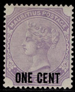 MAURITIUS QV SG123, 1c on 2c pale violet, M MINT.