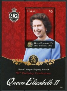 Palau 2016 MNH Queen Elizabeth II 90th Birthday Longest Reigning 1v S/S Stamps