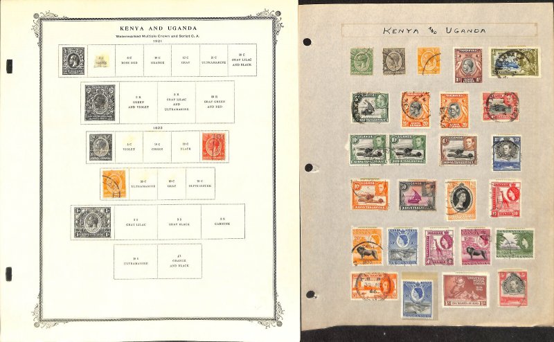 Kenya KUT Stamp Collection on 11 Scott Specialty Pages, 1921-1964 (BJ)