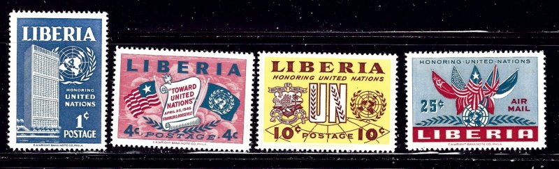 Liberia 338-40 and C70 MNH 1957 U.N.    (ap1536)