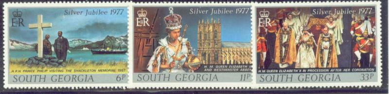 SOUTH GEORGIA  48-50 MNH 1977 SILVER JUBILEE