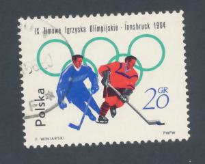 Poland 1964 Scott 1198 used - 20g, Olympic games Innsbruck, ice hockey