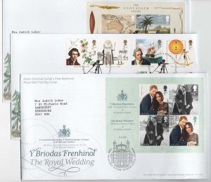 GB 2018 Royal Wedding m/sheet, Capt Cook set & m/sheet FDCs [3]