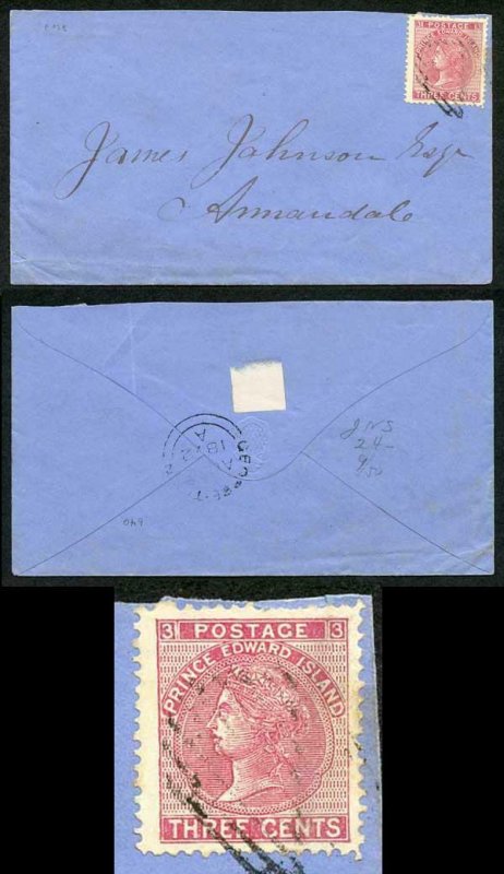 PRINCE EDWARD Is SG45 1872 3c rose perf 12.5-13 on Cover