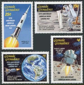 Grenada Gren 1067,1070-1071,1074, MNH. Moon Landing, 20th Ann. 1989. Apollo 11.