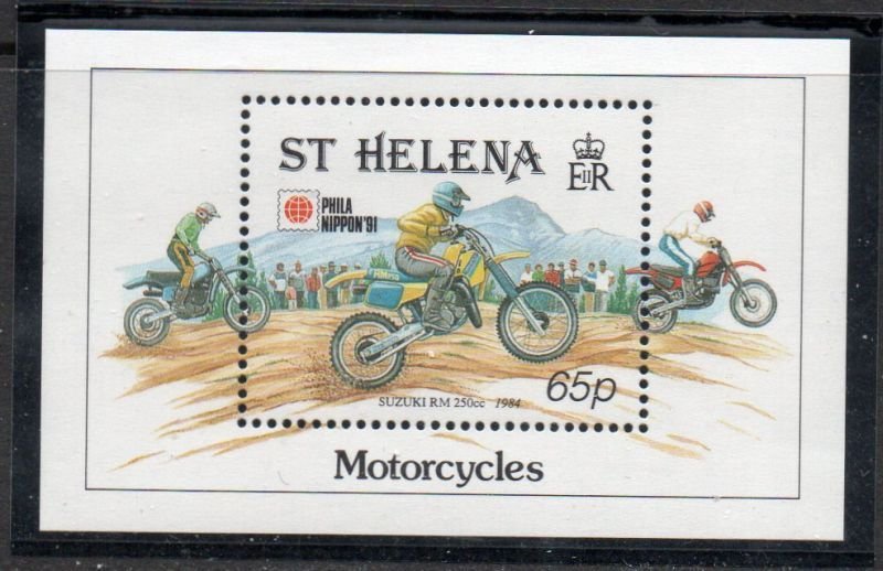 St Helena Sc 565 1991 Motorcycle stamp sheet mint NH