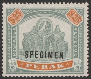 MALAYA - Perak 1895 Elephants $25 SPECIMEN. normal cat £12,000. Very scarce.