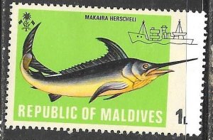 Maldive Islands 436: 1l Blue Marlin (Makaira nigricans), MH, VF