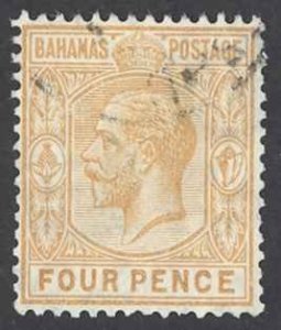Bahamas Sc# 77 Used 1924 4p yellow George V