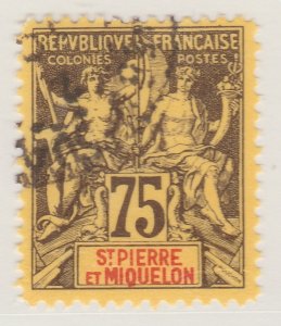 French Colony ST. PIERRE & MIQUELON 1892-1908 75c Used Stamp A30P2F40362