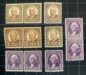US Stamps-SC# 684 - 687  & 720 - 722 - MNH - With Coil Line Pairs - SCV = $56.40