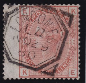 Great Britain S.G. 151 (1880) 1sh w/London Fancy Geometric Earliest Date ERD VF