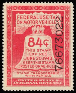 U.S. REV. MOTOR VEHICLE RV16  Mint (ID # 117678)