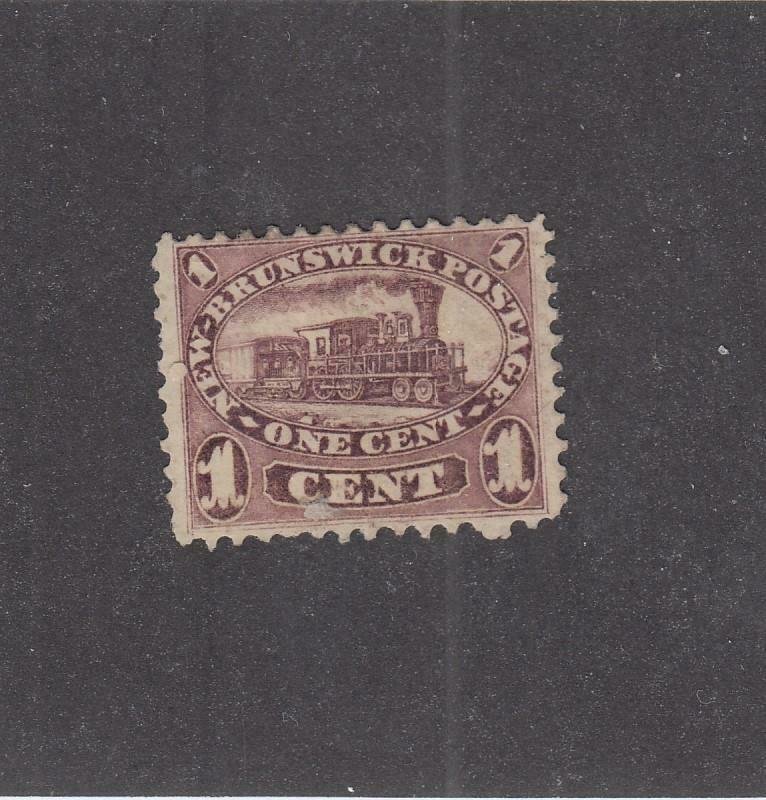 NEW BRUNSWICK (MK3929) # 6  FVF-MH  1cts 1860 LOCOMOTIVE / RED LILAC CAT VAL $40