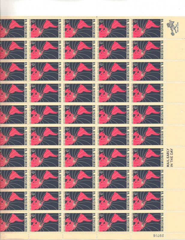 US 1340 - 6¢ Map of North and South America Unused