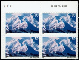 United States #C137 Plate Block MNH - Mount McKinley 80c Airmail (2001)