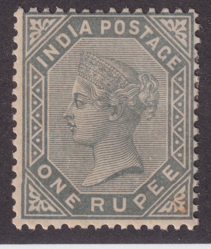 Sc# 46 CV $48.00 India 1882 - 1887 MLH 1 Rupee Watermark 39 star QV issue