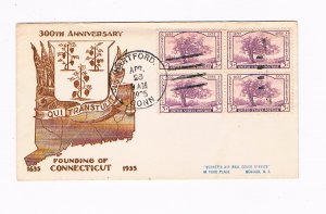 Scott #777 Mellone #40  First day cover 300th annivesary of founding Connecticut