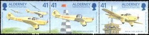 Great Britain Alderney #89, Complete Set(2), Strips of 3, 1995, Airplanes, Mi...