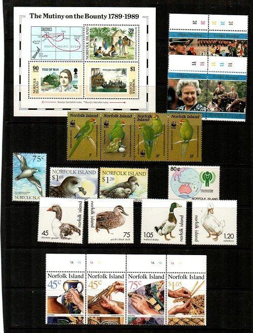 Norfolk Island Mint NH sets (Catalog Value $47.90)