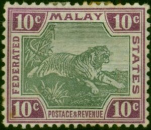 Fed of Malay States 1900 10c Grey & Claret SG20a Good MM