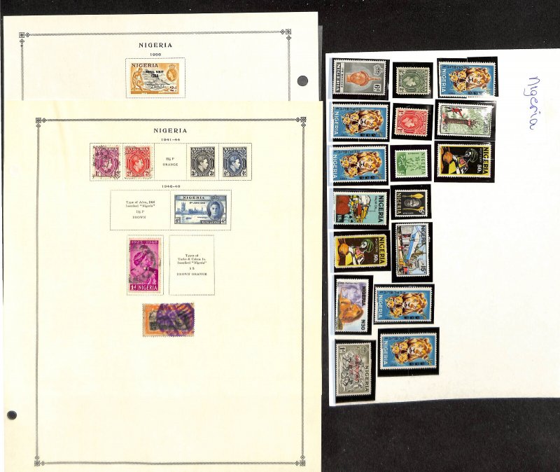 Nigeria Stamp Collection on 33 Scott International Pages, 1914-1986 (BDD)