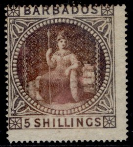 BARBADOS QV SG64, 5s dull rose, M MINT. Cat £950.