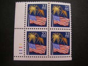 Scott 2276, 22 cent Flag & Fireworks, PB4 #1111 LL, MNH Regular Beauty