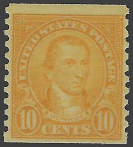 #603 10c James Monroe Coil Single 1924 Mint NH