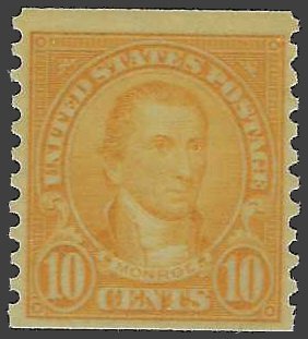 #603 10c James Monroe Coil Single 1924 Mint NH