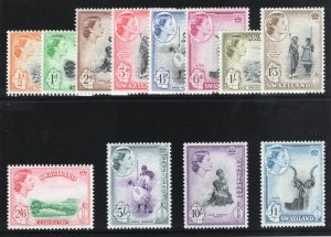 Swaziland 1956 QEII set complete superb MNH. SG 53-64. Sc 55-66.