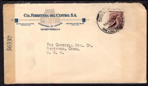 Mexico to Hartford,CT 1940's Censored Cover