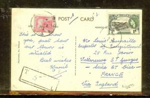 ST. HELENA  (P2909B) QEII 1D ON PPC TO FRANCE WITH FRENCH POSTAGE  DUE