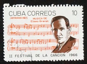 CUBA Sc# 1161 SONG FESTIVAL music composers  10c  ELISEO GRENET 1966  used cto