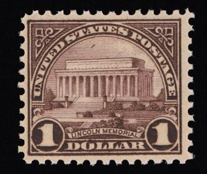 EXCELLENT GENUINE SCOTT #571 F-VF MINT OG NH 1923 VIOLET BROWN $1 LINCOLN #18889