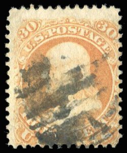 United States, 1861-66 #71 Cat$210, 1861 30c orange, used, faults