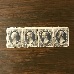 US SCOTT 165 Used  30¢ Perry (1) STRIP OF 4 STAMPS - VF LOOK AT DESCRIPTION
