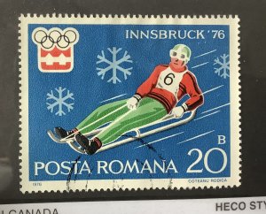 Romania 1976 Scott 2596 used - 20b, Innsbruck Olympic Games,  luge