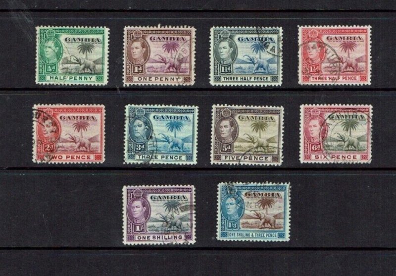 Gambia: 1938 King George VI definitive, short set to 1/3d  good used.