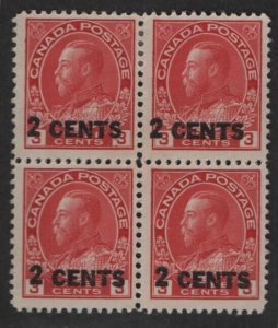 Canada Sc#139 M/H/F-VF block of 4