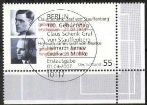 Germany 2007 C.S. Stauffenberg und H.J. Moltke Used / CTO