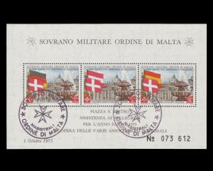 Sovereign Military Order of Malta Souvenir Sheet Year 1975 Control # 073612. CTO